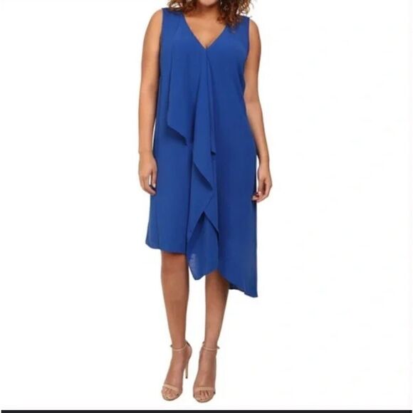 Adrianna Papell • Asymmetrical Dress • Sleeveless • Blue • Front Drape • Size 6 - Picture 9 of 9